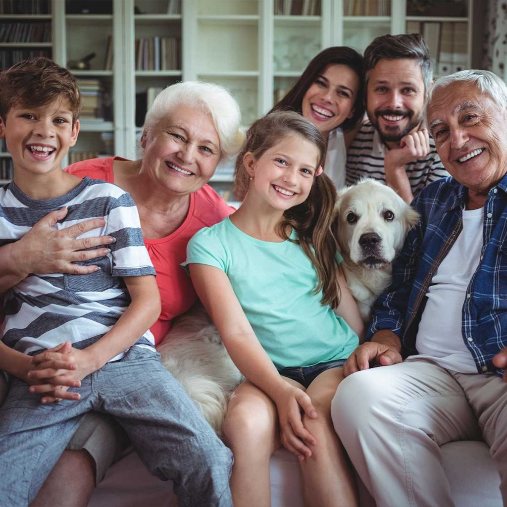 Kids with their parents and grandparents