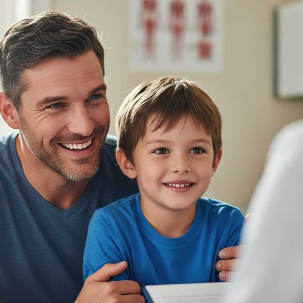 Man with his son at the doctor’s office